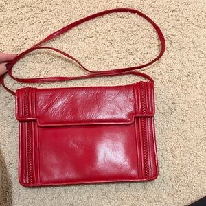 VINTAGE RED FAUX LEATHER PURSE CROSS BODY